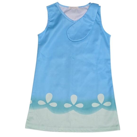 Trolls Blue and White Sleeveless Dress with Pink Full Wig - Picture 2 of 6